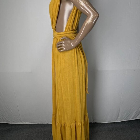 Spiritum Tulum Women’s Thea Maxi Dress Mustard Yellow One Size - Picture 6 of 8
